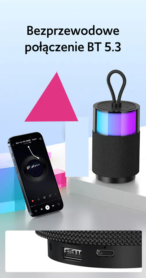 USAMS Głośnik Bluetooth 5.3 YIN Seriesczarny/black YX12YX01 (US-YX012)