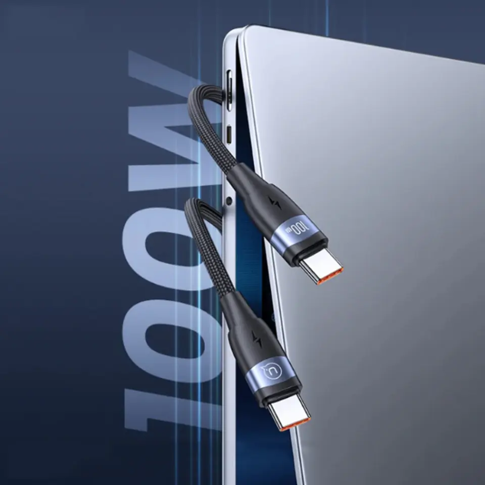 USAMS Kabel U85 USB-C na USB-C 100W 1.2mPD Fast Charging czarny/black SJ632USB01 (US-SJ632)