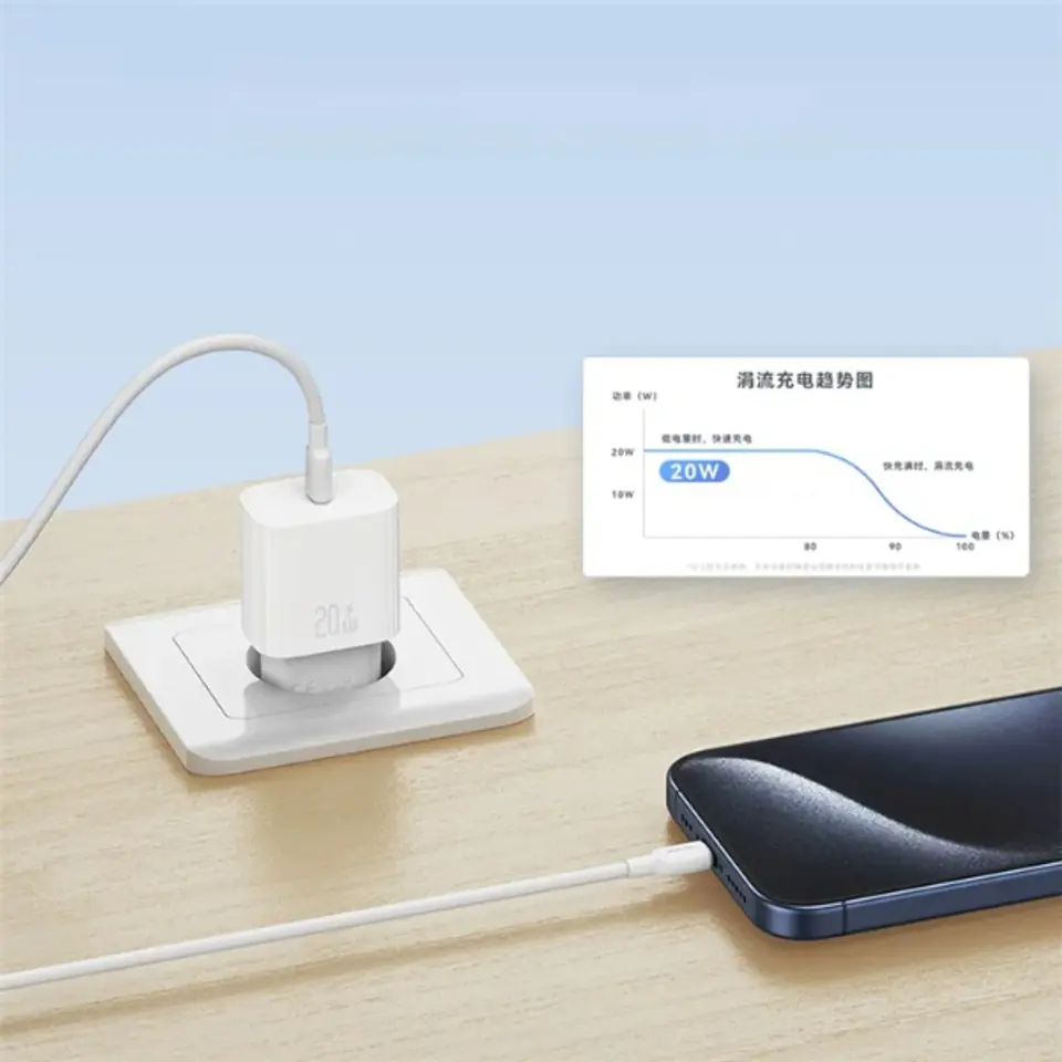 USAMS Ład. siec. 1xUSB-C T65 PD20WPD Fast Charging US-CC226 + kabel USB-C/Lightning US-SJ712 30W biały/white Yi Series OYXLTZ02