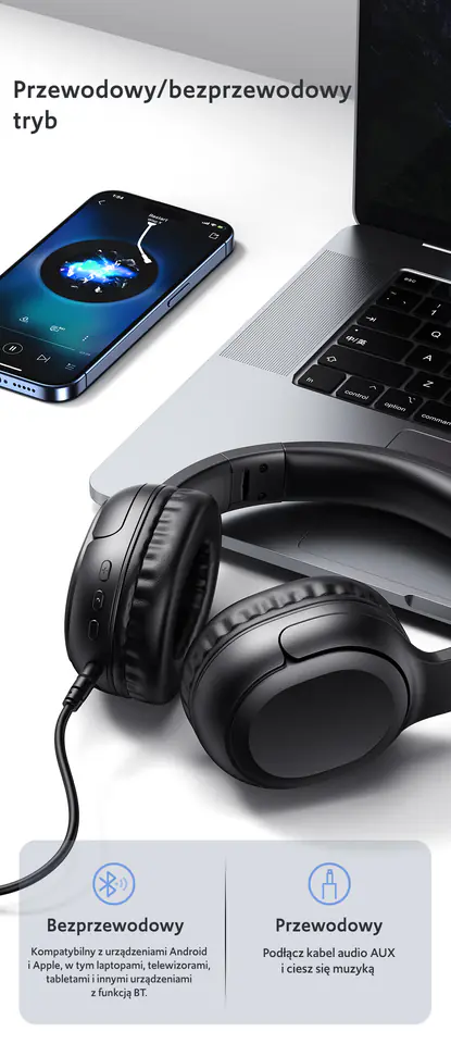 USAMS Słuchawki Bluetooth 5.3 nauszneYun Series beżowy/beige TDLYEJYX02 (USAMS-YG23)