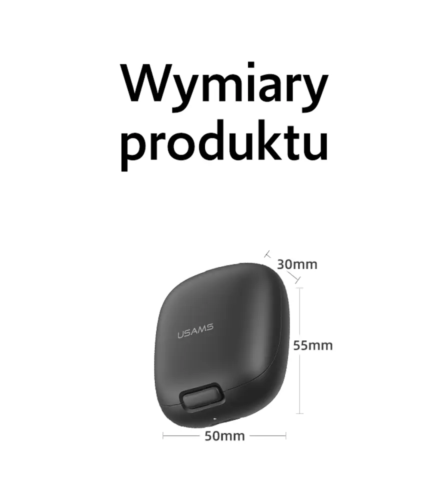 USAMS Słuchawki Bluetooth 5.3 TWS ID Series bezprzewodowe czarny/black BHUID01 (ID25)