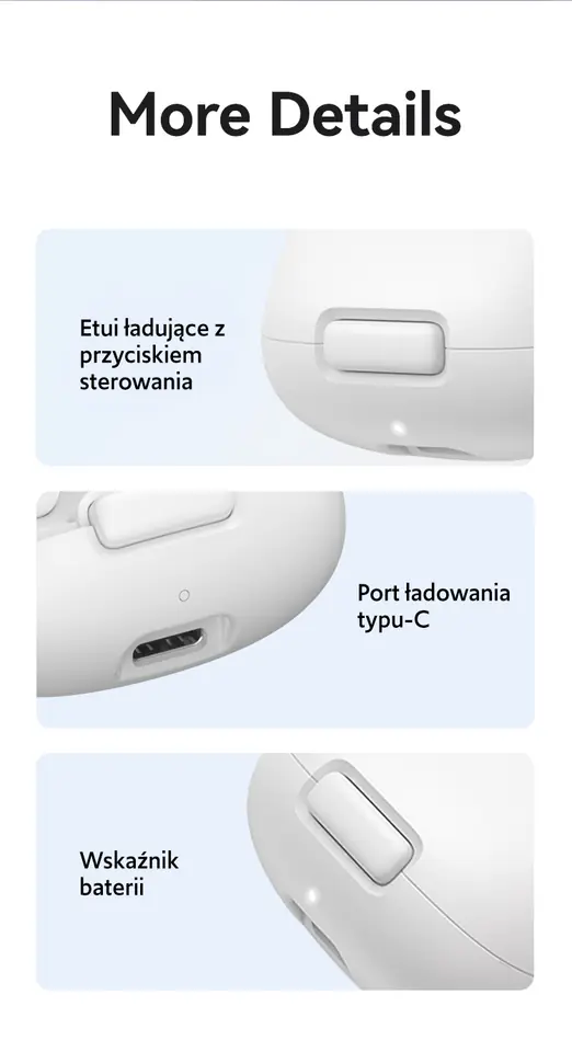 USAMS Słuchawki Bluetooth 5.3 TWSID Series bezprzewodowe biały/white BHUID02 (ID25)