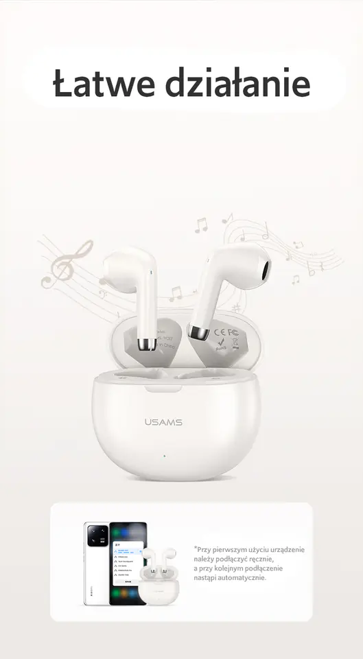 USAMS Słuchawki Bluetooth 5.3 TWSRhymbo Series bezprzewodowe fioletowy/purple BHUYO04 (US-YO17)