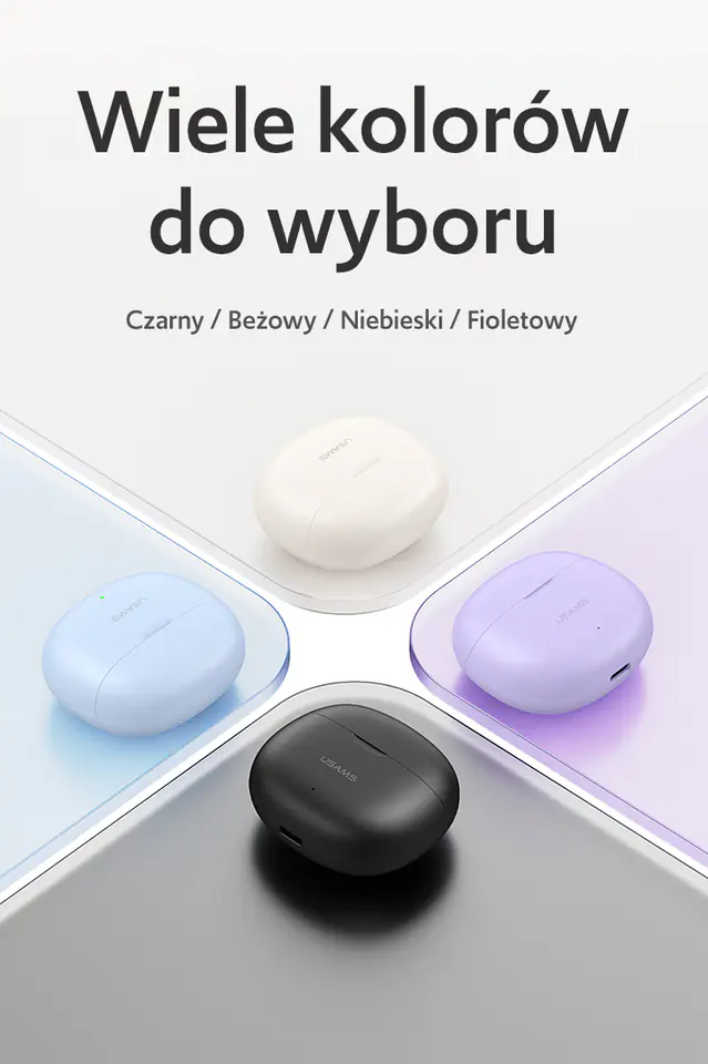USAMS Słuchawki Bluetooth 5.3 TWSRhymbo Series bezprzewodowe fioletowy/purple BHUYO04 (US-YO17)