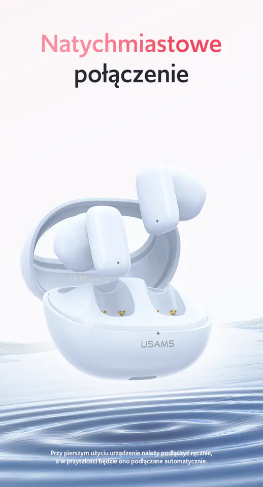 USAMS Słuchawki Bluetooth 5.3 TWS TD Series bezprzewodowe biały/white BHUTD01 (TD22)