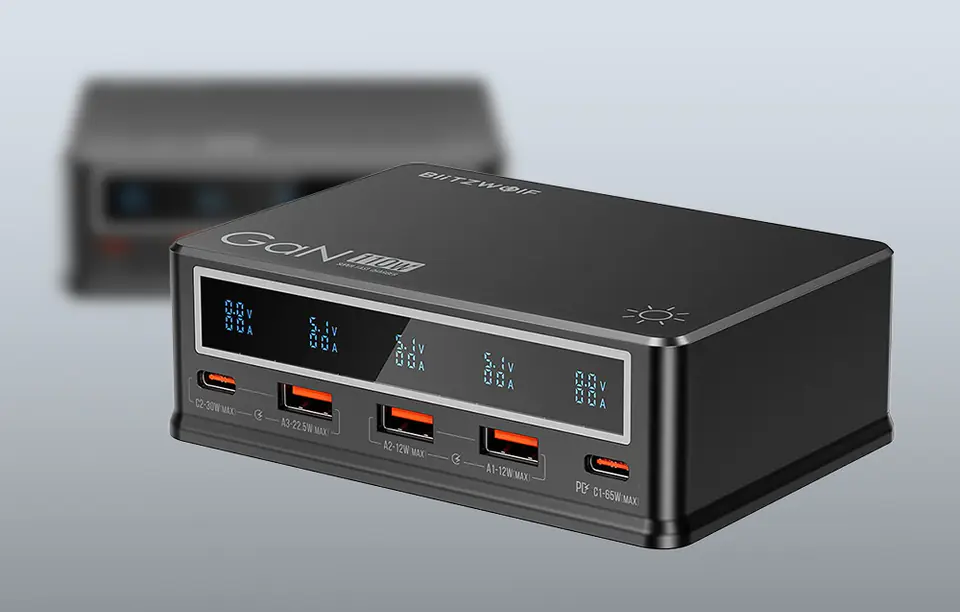 Ładowarka sieciowa Blitzwolf BW-i9 110W PD 3xUSB-A, 2xUSB-C (czarna)