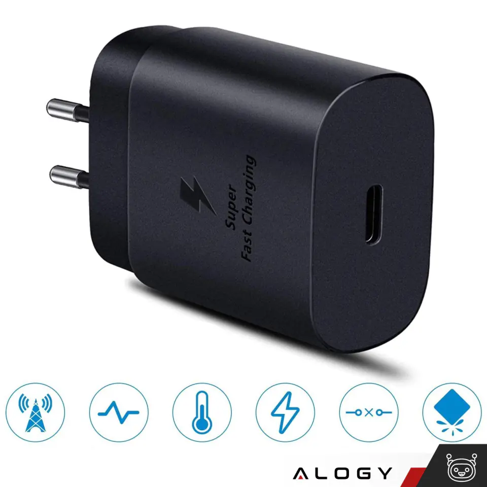 Ładowarka sieciowa USB-C typ C PD Premium szybka 25W 3A + Kabel Type-C 1M Alogy czarna