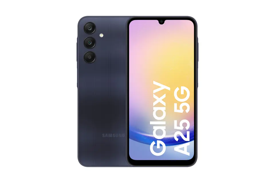 Samsung Galaxy A25 5G dalam warna hitam-biru
