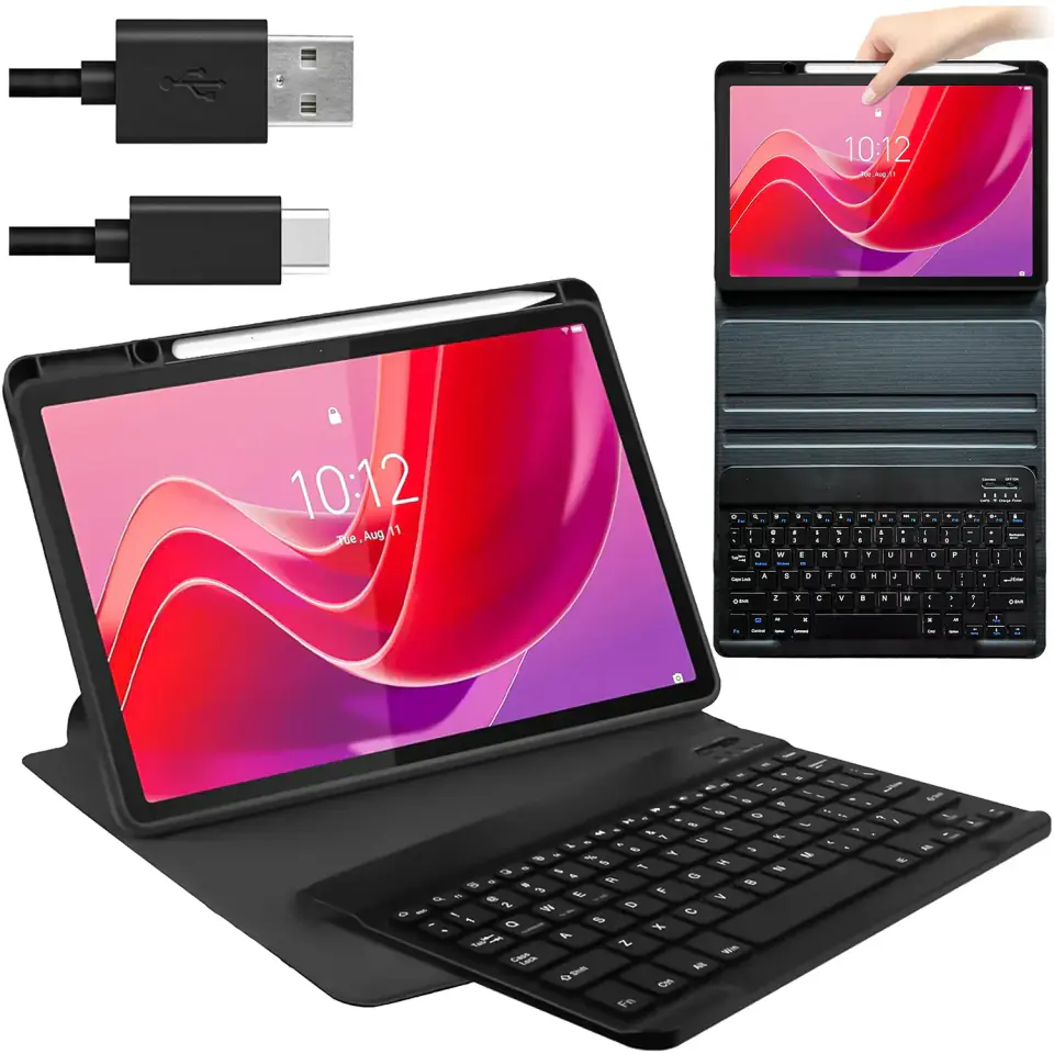 Etui z klawiaturą do Lenovo Tab K11 K11E 11” M11 10.95" TB330FU / TB330XU / TB331FC klawiatura Bluetooth case Alogy Czarne