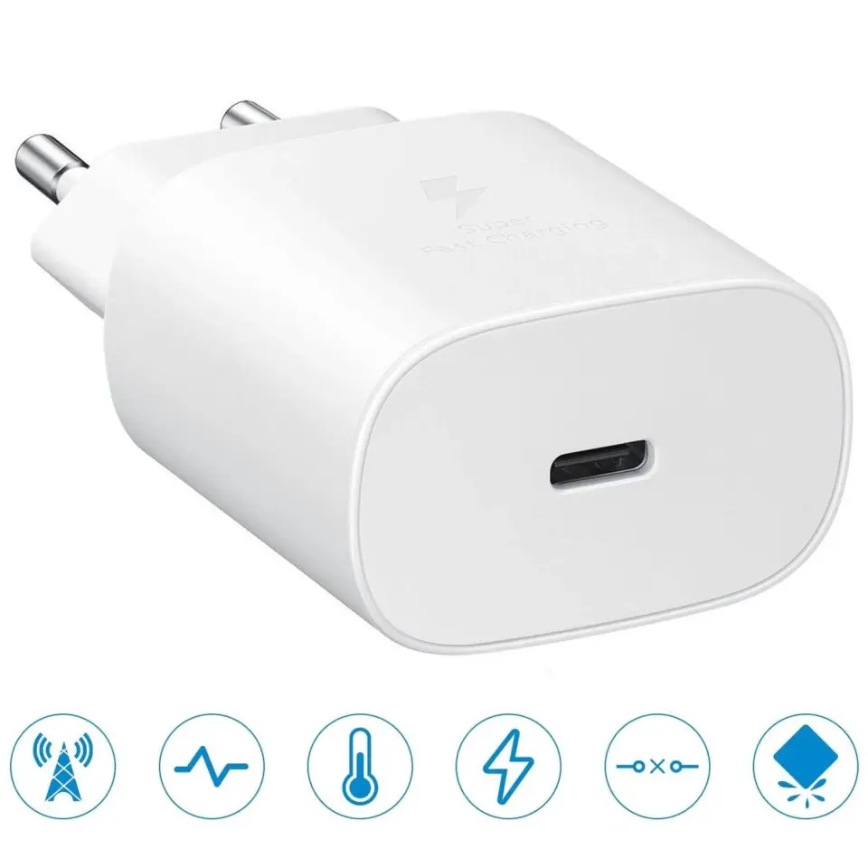 Oryginalna Ładowarka sieciowa USB-C Samsung 25W + Kabel Type C 180cm Premium Super Fast Charge Zestaw Biała