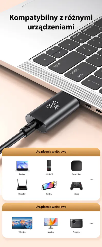 AWEI kabel CL-212T USB-C na HDMI 4K 30Hz czarny/black