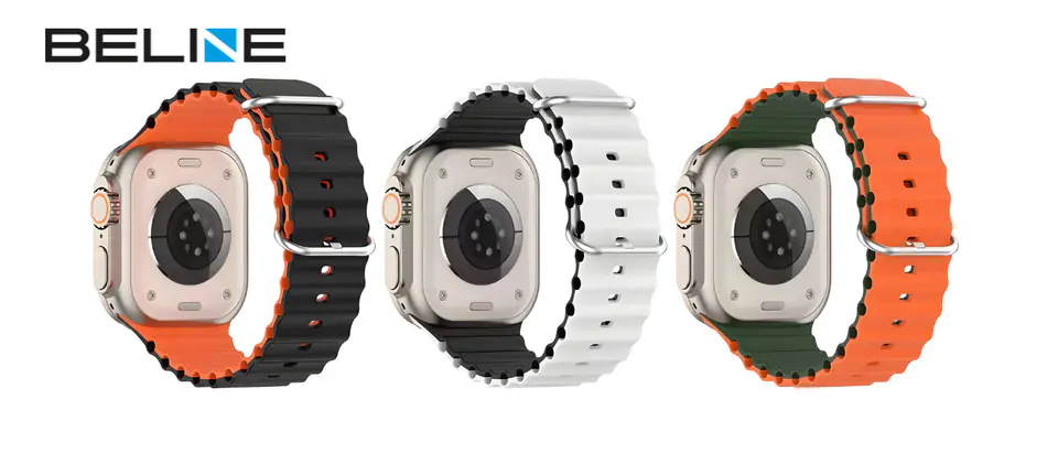 Beline pasek Apple Watch Silicone Waves42/44/45/49mm zielono-pomarańczowy /green-orange box
