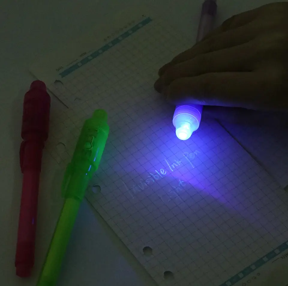 UV pen with LED invisible inscriptions blue