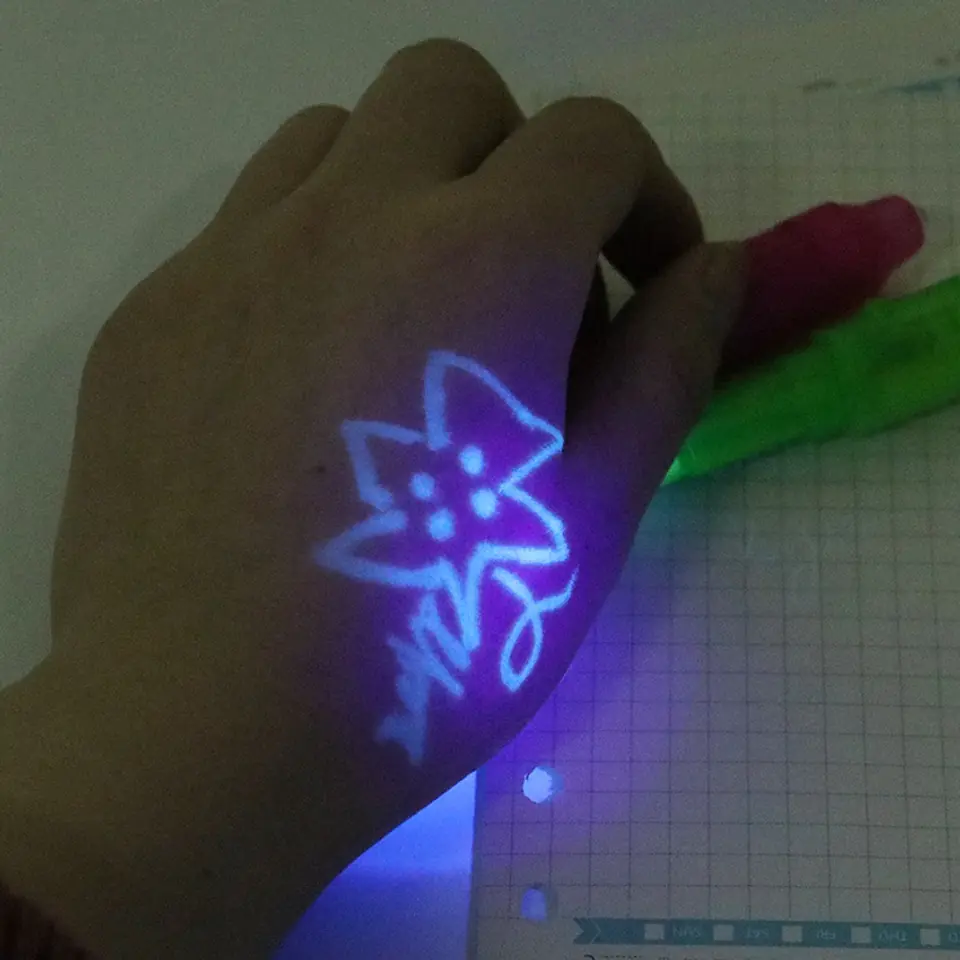 UV pen with LED invisible inscriptions black