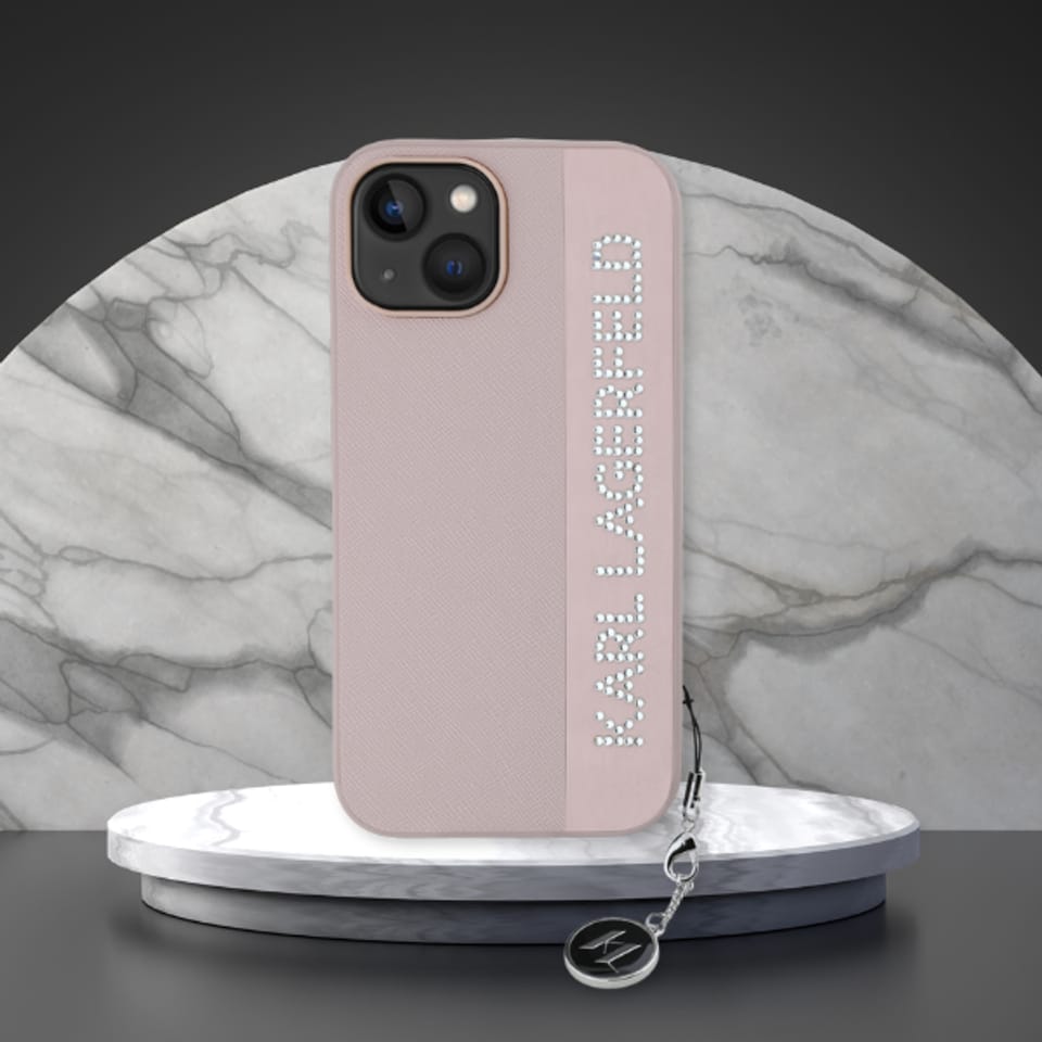 Karl Lagerfeld KLHCP15LPSAKDGCP iPhone 15 Pro 6.1" różowy/pink hardcase Saffiano Rhinestones & Charm
