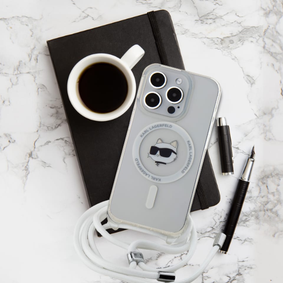 Karl Lagerfeld KLHMP14SHCCHNT iPhone 14 / 13 / 15 6.1" hardcase transparent IML Choupette Head & Cord Magsafe