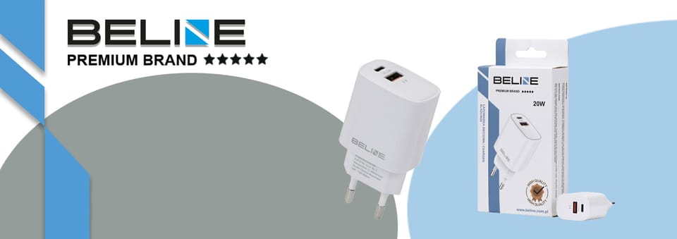 Beline Ład. siec. 1x USB-C + 1x USB 20W biała /white (only head) PD 3.0 + QC 3.0  BLN2CW20