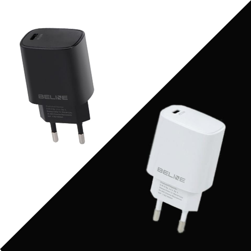 Beline Ład. siec. 1x USB-C 20W czarna /black (only head) PD 3.0  BLNCB20