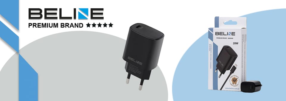 Beline Ład. siec. 1x USB-C 20W + kabellightning czarna /black PD 3.0  BLNCB20L