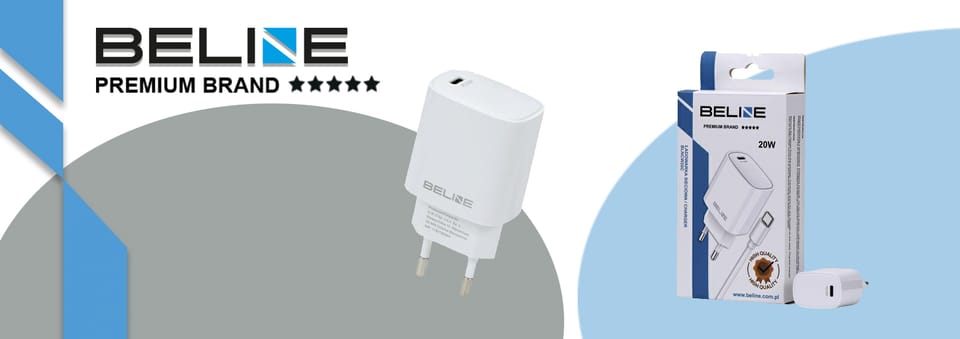 Beline Ład. siec. 1x USB-C 20W + kabelUSB-C biała /white PD 3.0  BLNCW20C