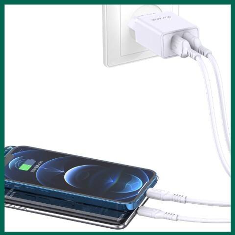 Ładowarka Sieciowa 5V/3A (2x USB) + Kabel 1m (USB - USB-C) Jokade Liangzi Dual Port Smart Charger Set (JB024) biały