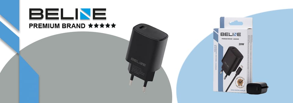 Beline Ład. siec. 1x USB-C 20W + kabelUSB-C czarna /black PD 3.0  BLNCB20C
