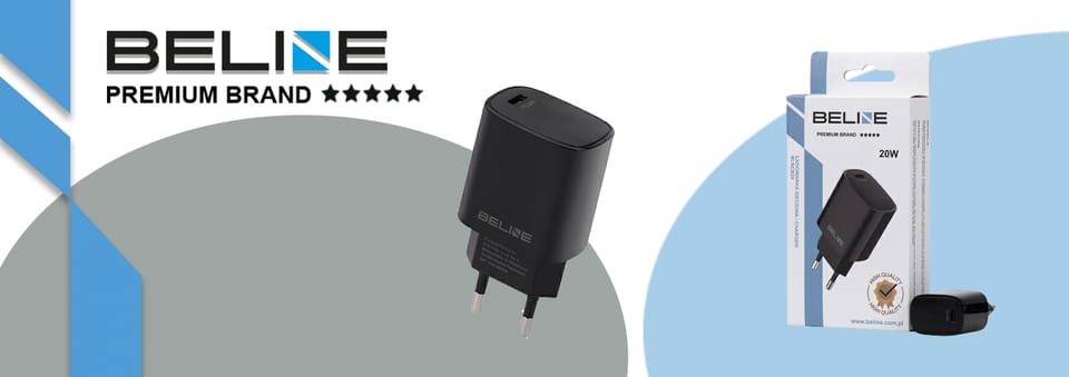 Beline Ład. siec. 1x USB-C 20W czarna /black (only head) PD 3.0  BLNCB20