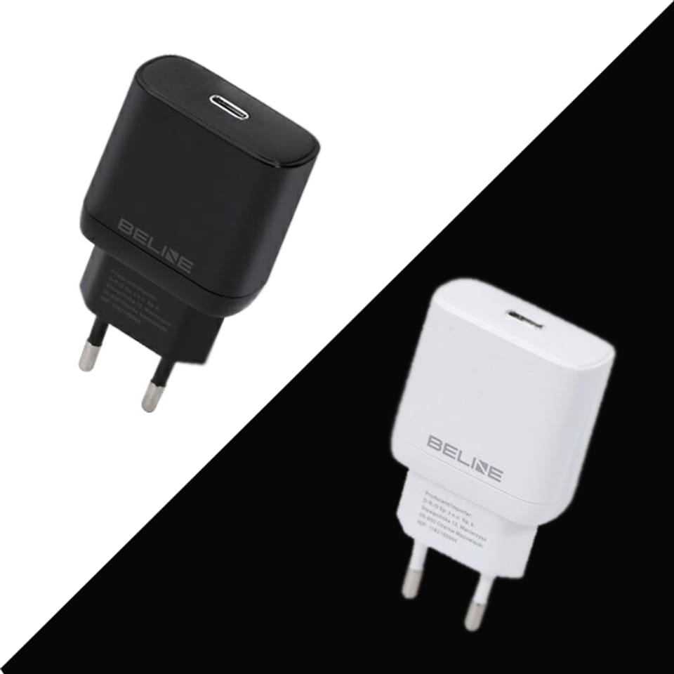 Beline Ład. siec. 1x USB-C 25W + kabel USB-C biała /white PD 3.0  BLNCW25C GaN