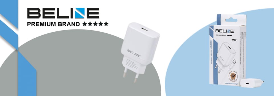 Beline Ład. siec. 1x USB-C 25W + kabel USB-C biała /white PD 3.0  BLNCW25C GaN