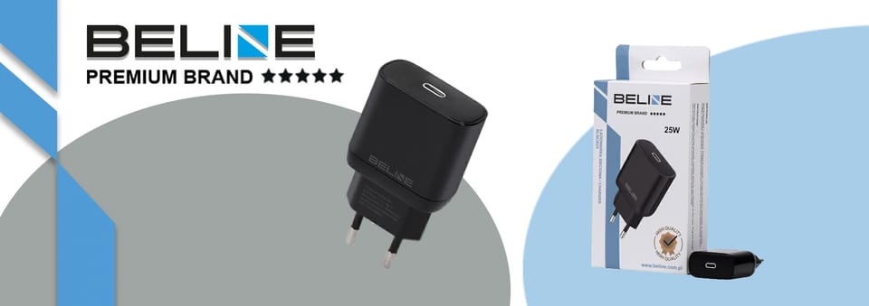 Beline Ład. siec. 1x USB-C 25W czarna /black (only head) PD 3.0  BLNCB25 GaN