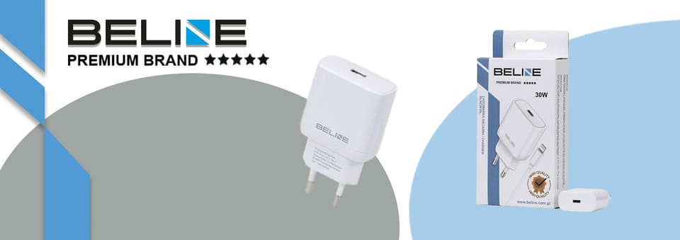 Beline Ład. siec. 1x USB-C 30W + kabel lightning biała /white PD 3.0  BLNCW30L GaN