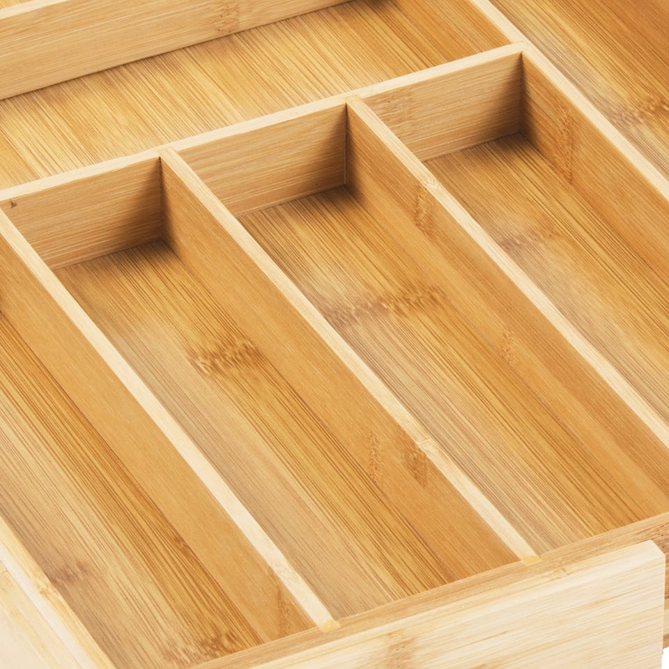 Rozsuwany bambusowy organizer na sztućce GreenBlue, 325-500x430x45mm