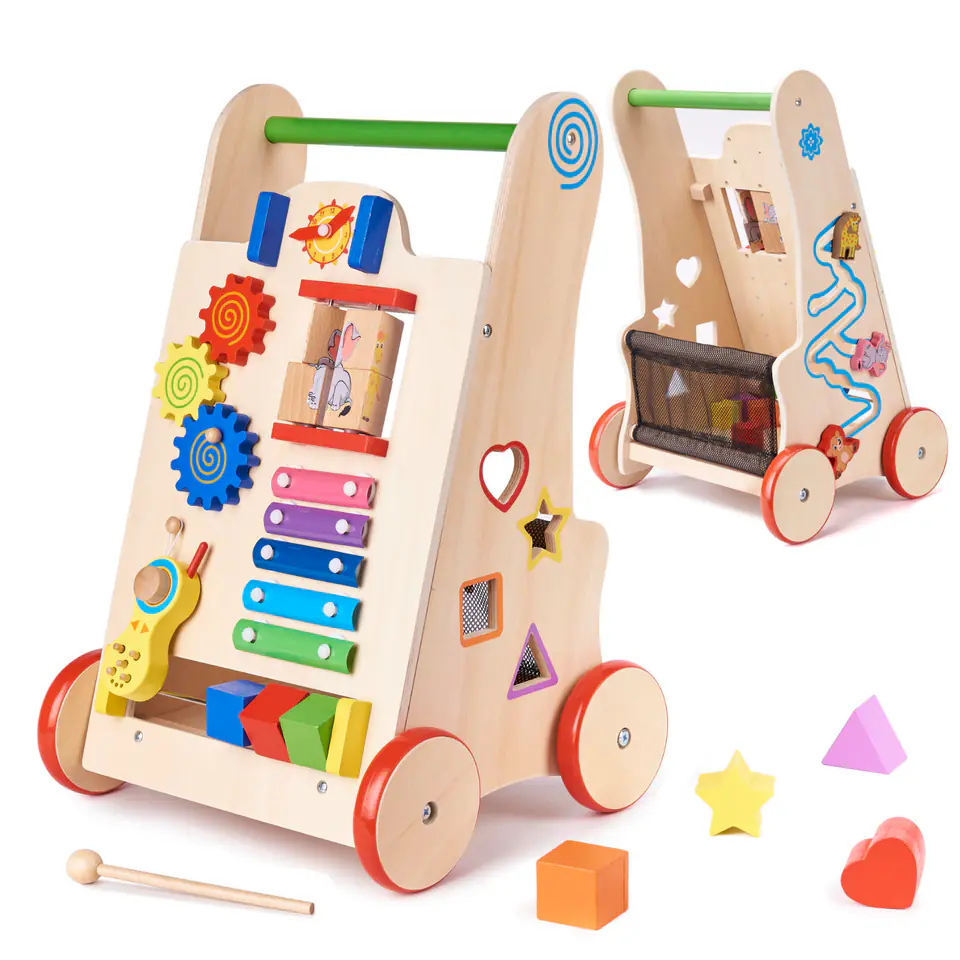 Pusher walker wooden educational cube 6in1