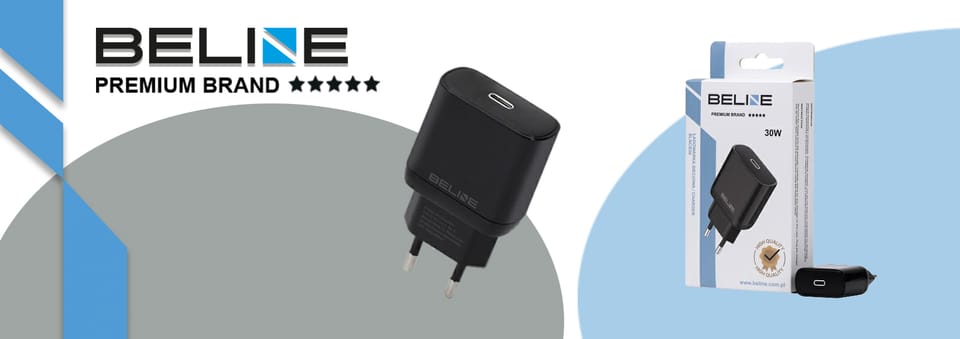 Beline Ład. siec. 1x USB-C 30W czarna /black (only head) PD 3.0  BLNCB30 GaN