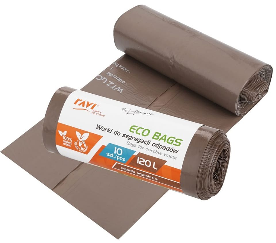 Worki 120L 10szt Eco Bags brązowe Do biodegradowalnych