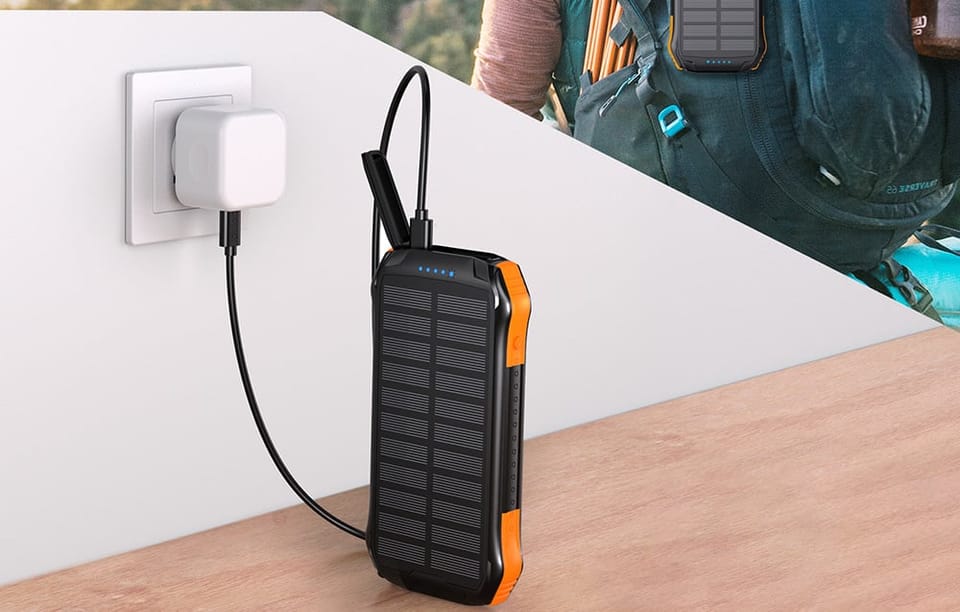 Powerbank solarny Choetech B658  2x USB 10000mAh Qi 5W (czarno-pomarańczowy)