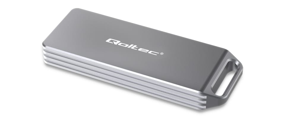 Qoltec Mini Aluminiowa Obudowa | Kieszeń na dysk M.2 SSD | NVMe | PCIe | USB 3.1 | Super speed 10Gb/s | 2TB | Srebrna