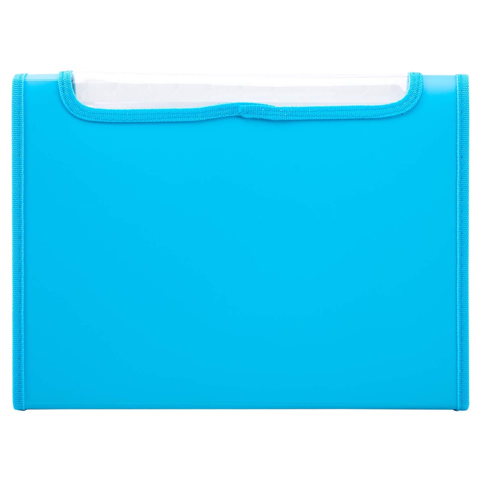 Teczka harmonijkowa z gumką 13-przegródek okno PVC RIO niebieska 38128 BLUE DELI