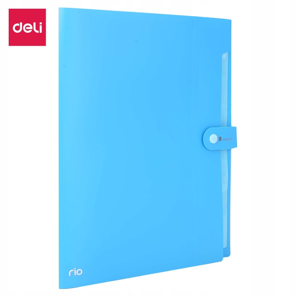 Teczka zatrzaskowa A4 8-przegródek RIO niebieska EB40102 BLUE DELI