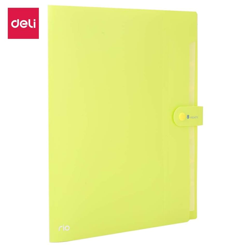 Teczka zatrzaskowa A4 8-przegródek RIO zielona EB40102 GREEN DELI