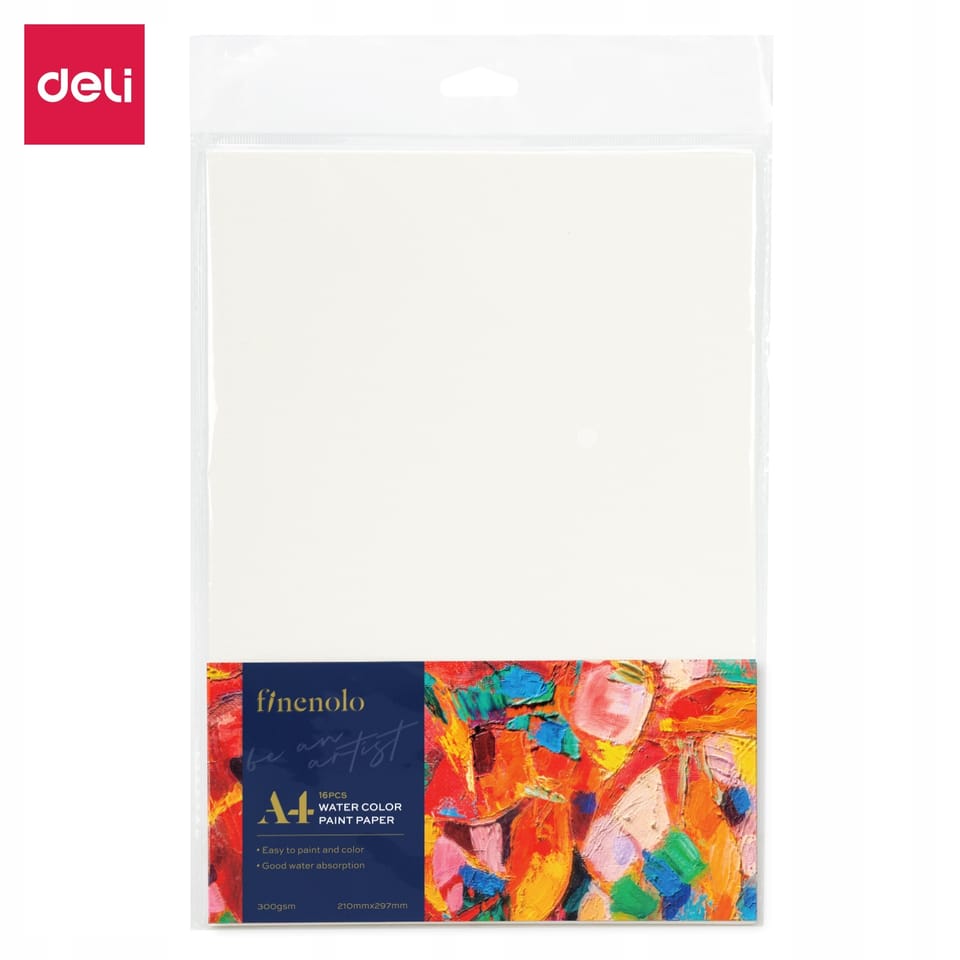 Papier akwarelowy A4 FINENOLO 300g/m2 16szt biały EC270-A4 DELI