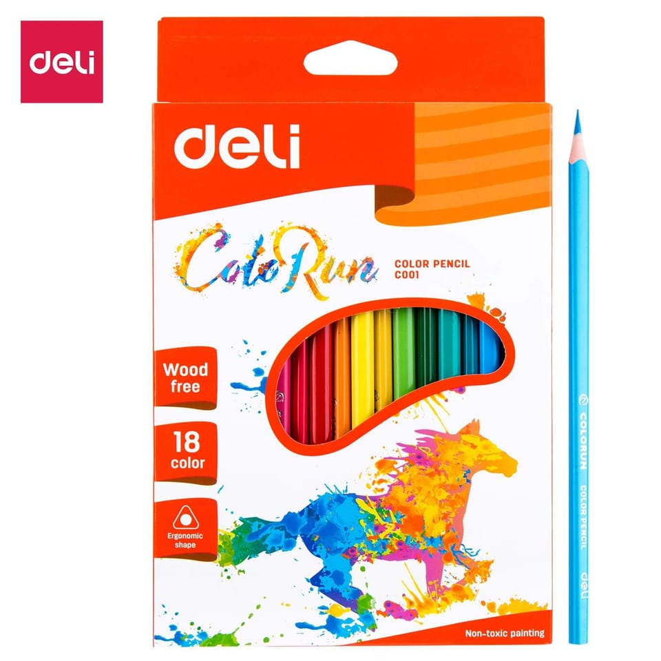 Kredki ołówkowe bezdrzewne COLORUN 18 kolorów EC00110 DELI