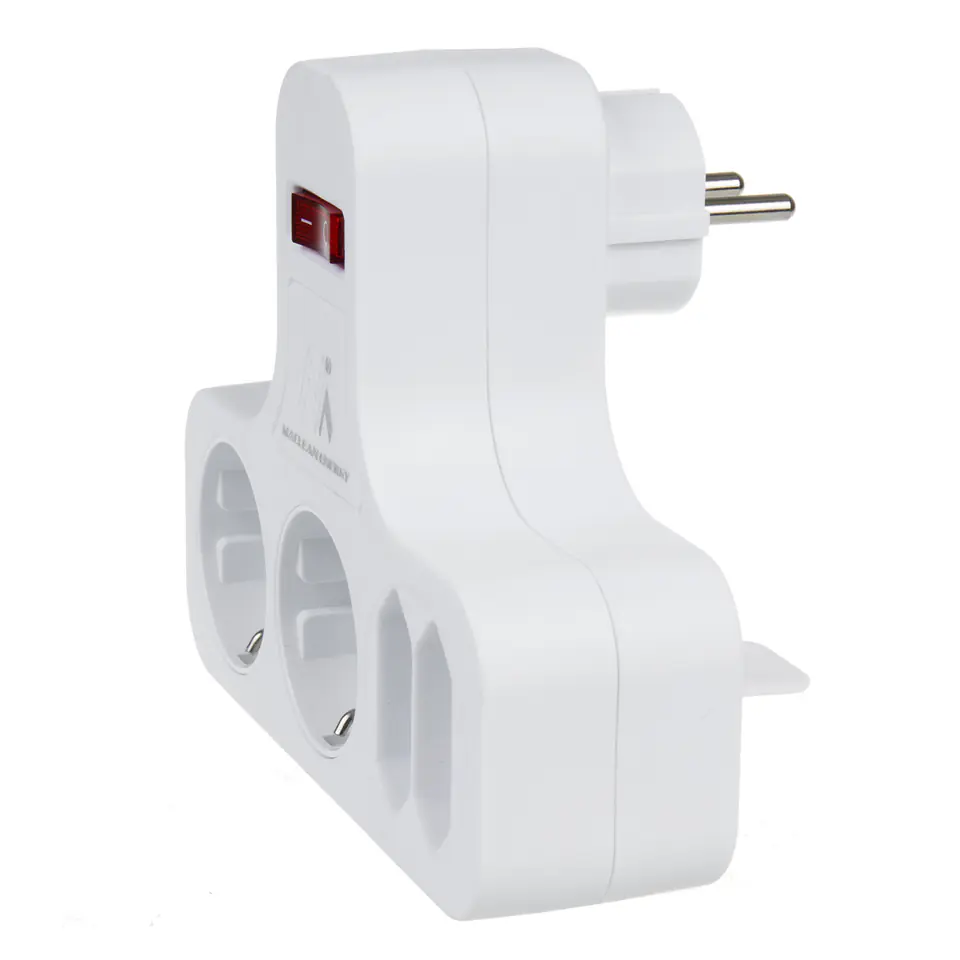 Gniazdko prądowe, poczwórne z wyłącznikiem, nóżka stabilizującą, schuko