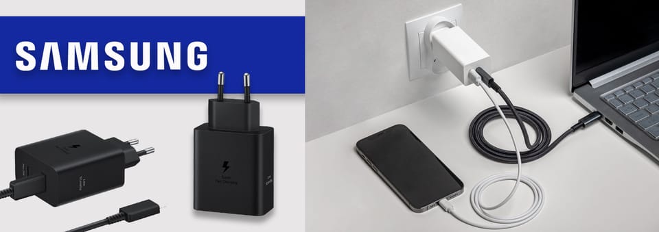 Ład. siec. Samsung EP-T5020XBEGEU PD 50W + kabel USB-C/USB-C 5A 1.8m Super Fast Charge czarny/black