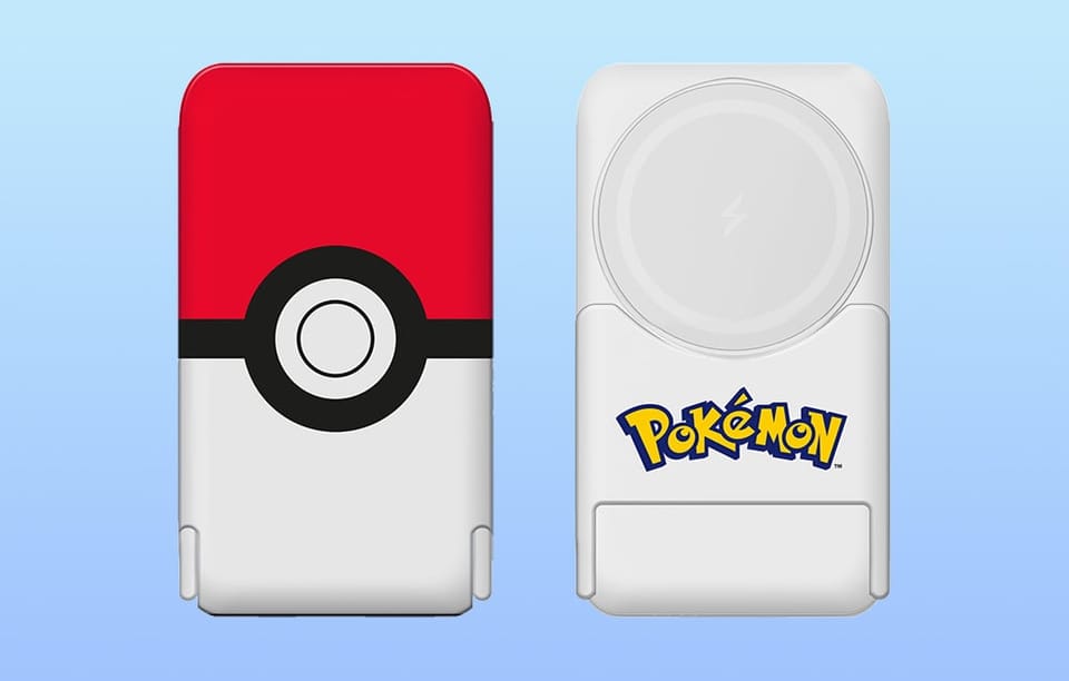 Powerbank magnetyczny OTL 5000 mAh, USB-C 15W, Pokemon Pokeball ze stojakiem (biało-czerwony)