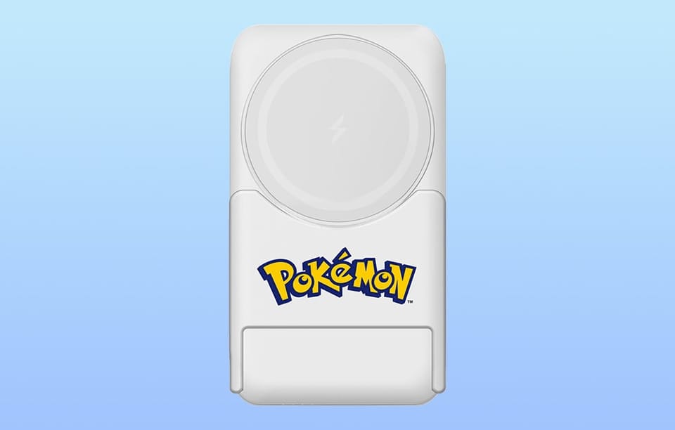 Powerbank magnetyczny OTL 5000 mAh, USB-C 15W, Pokemon Pokeball ze stojakiem (biało-czerwony)