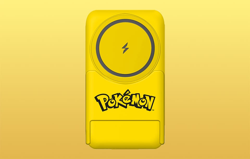 Powerbank magnetyczny OTL 5000 mAh, USB-C 15W, Pokemon Pikatchu ze stojakiem (żółty)