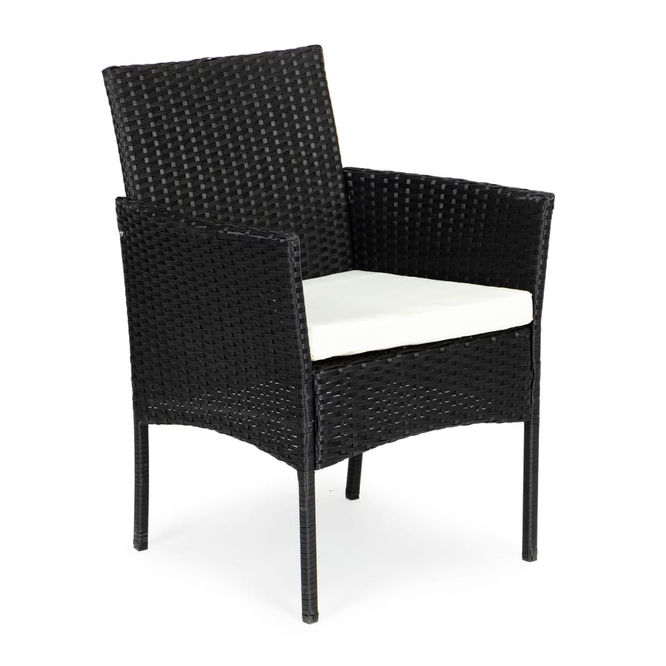 Meble ogrodowe komplet stół 2x fotel ławka ratan czarny ModernHome