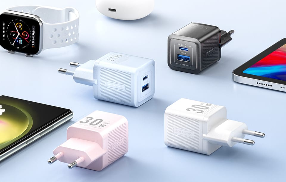 Ładowarka sieciowa, Vention, FEQW0-EU,  USB-C, USB- A,  30W/30W , GaN (biała)