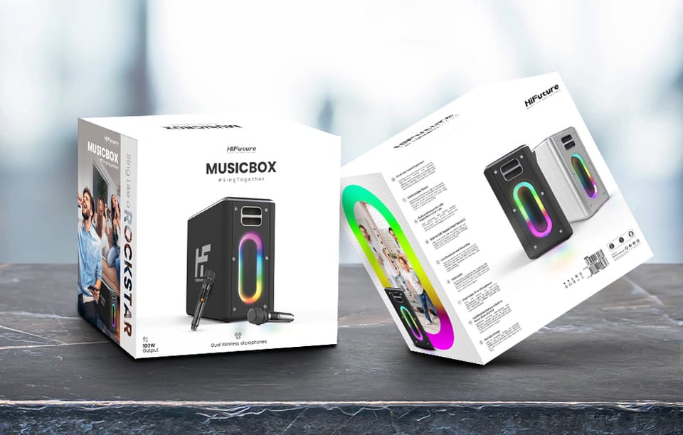 Głośnik HiFuture Music Box Bluetooth + 2 mikrofony (srebrne)